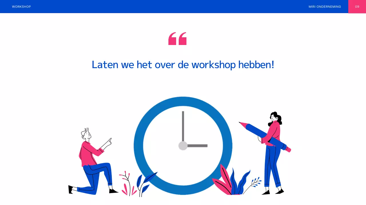 Blauw en roze geïllustreerde teambuilding workshop