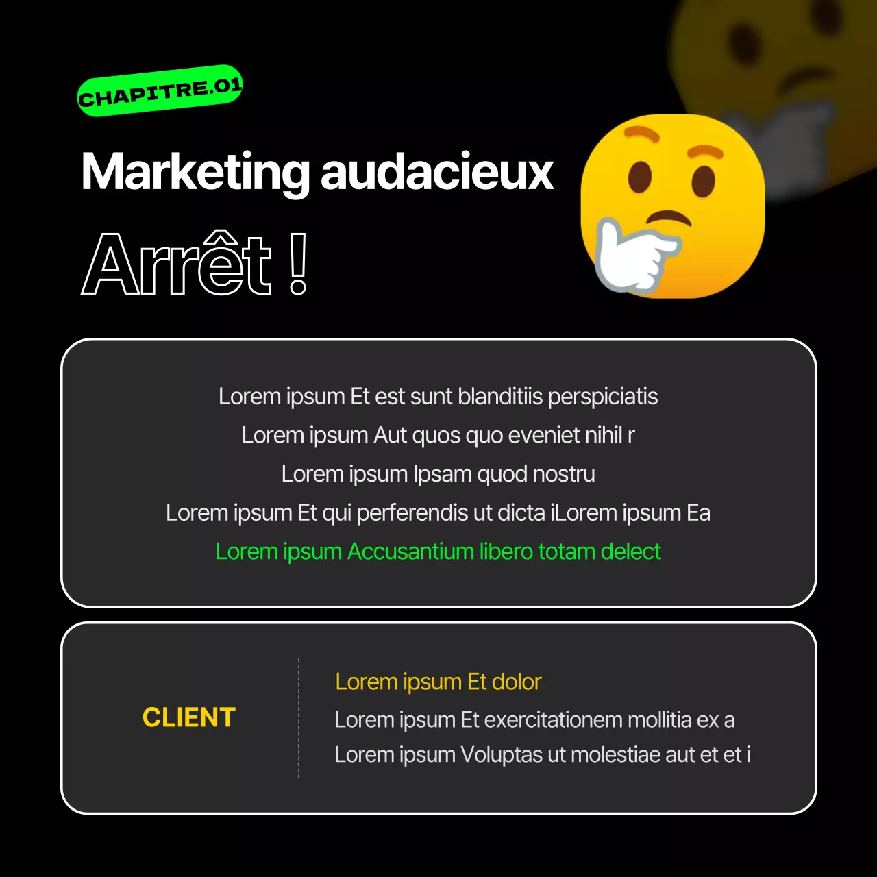 Emoji noir et fluorescent points fun marketing