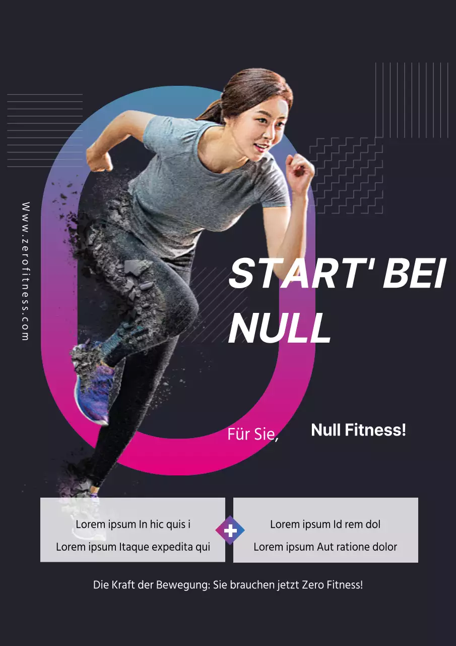 Werben Sie für Ihr Fitnessstudio mit einem dunklen Foto einer laufenden Frau