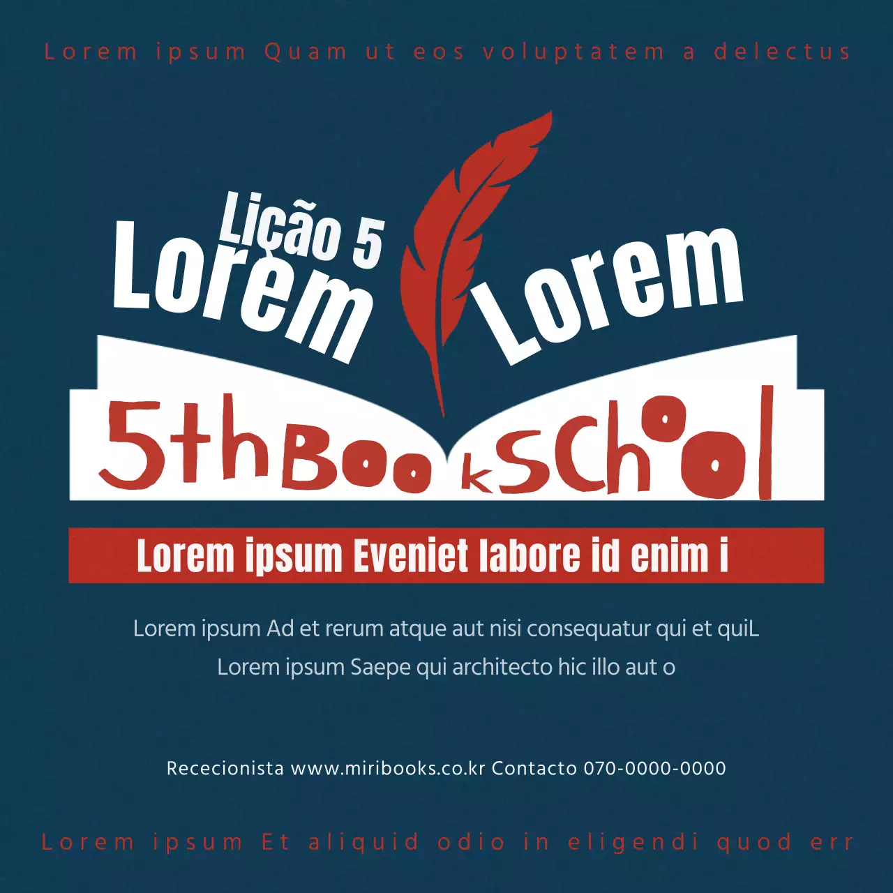 Promoção da escola de edição em azul-marinho-vermelho com um toque vintage