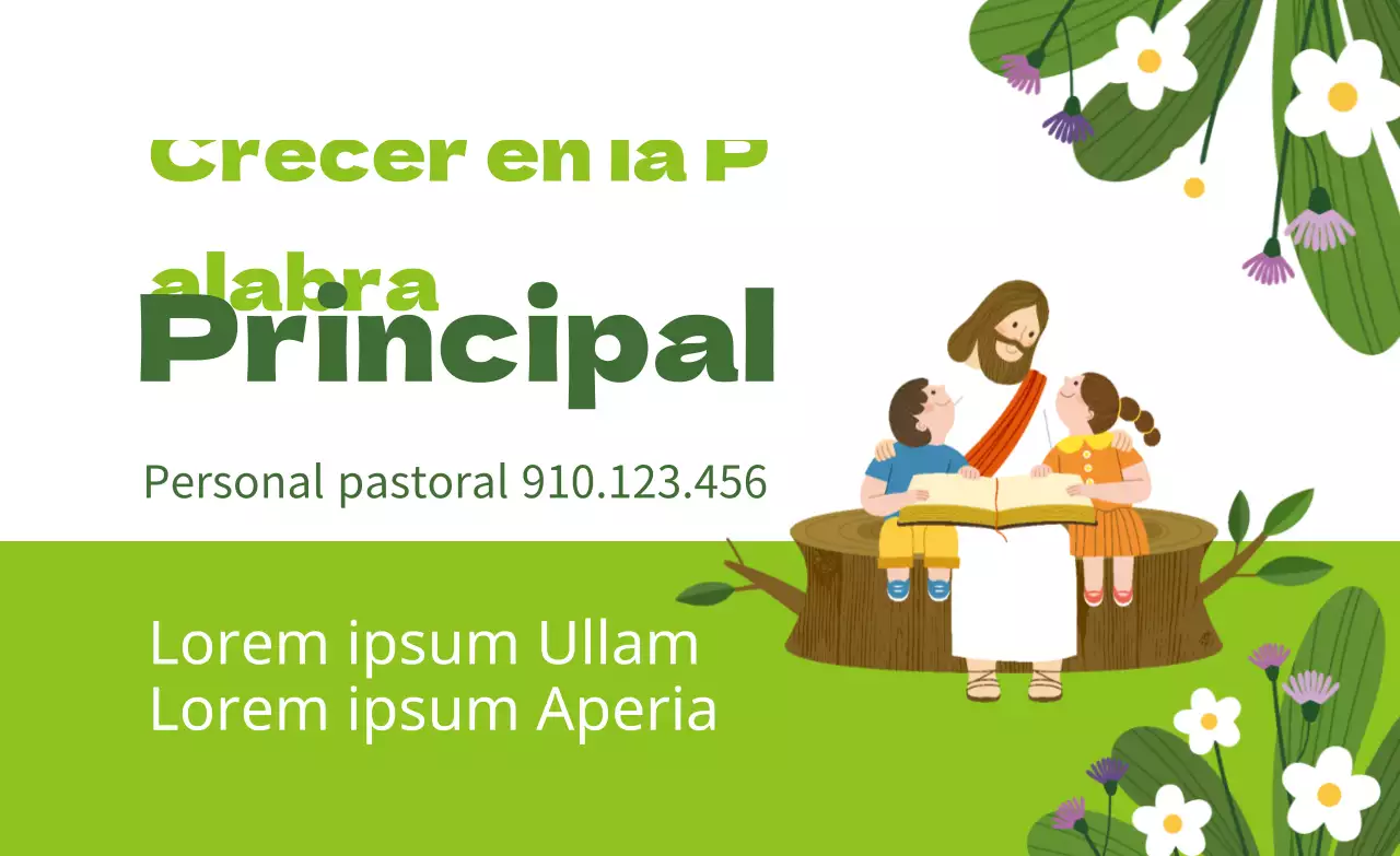 Ilustración de personaje verde lima iglesia