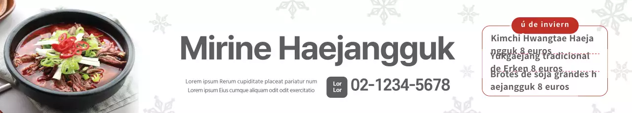 Anuncio del menú Haejangguk con foto en blanco