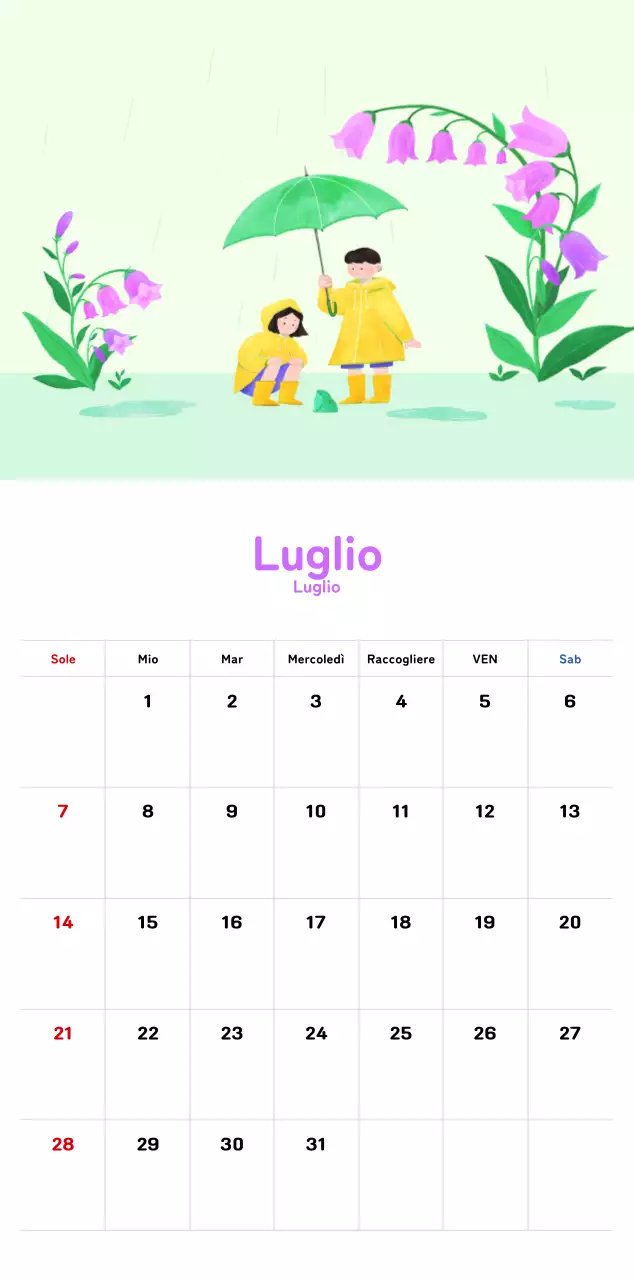 Un calendario di Capodanno caldo e illustrato
