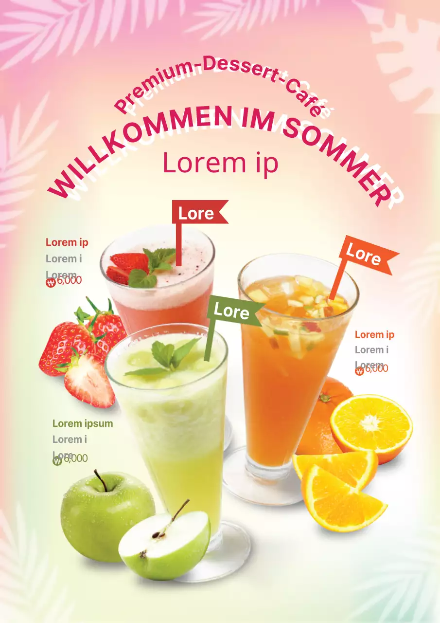Gradient Hintergrund Sommer Getränk Menü Anzeigen