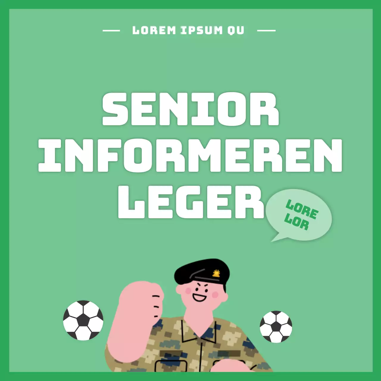  groene leuke soldaat illustratie universiteit club promotionele soldaat cardnews