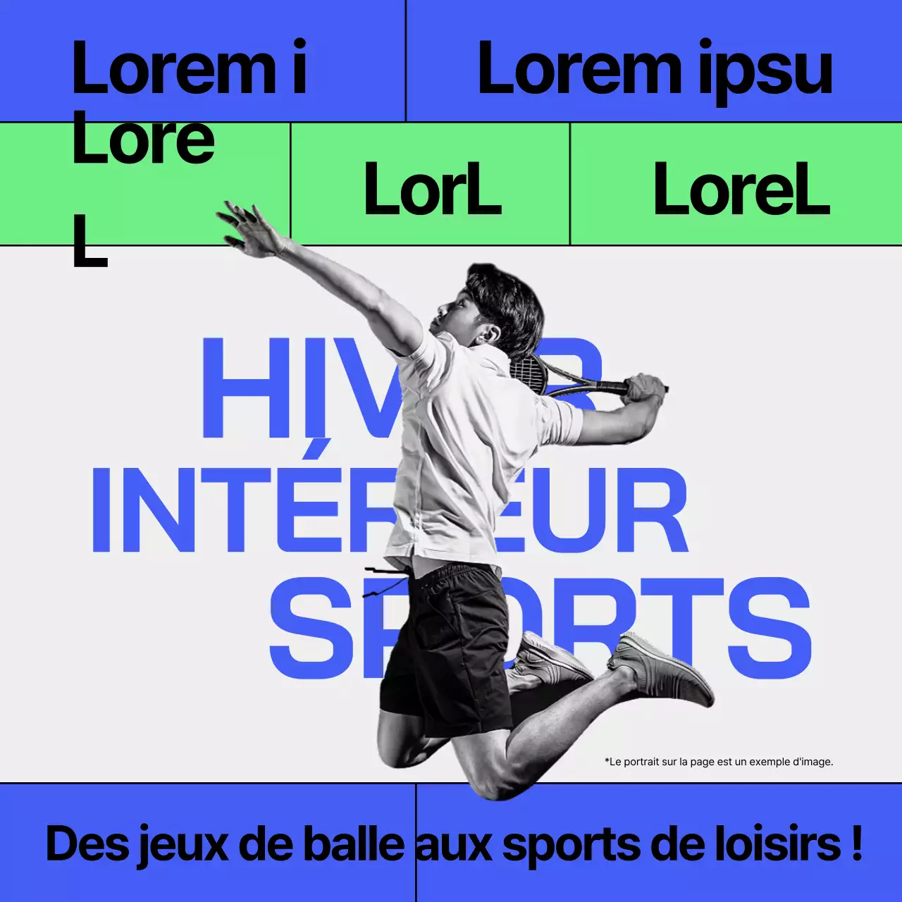 Informations sur les sports d'hiver en salle en bleu et chartreuse