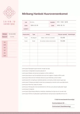 Roze pastel traditionele hanbok verhuur overeenkomst sjabloon