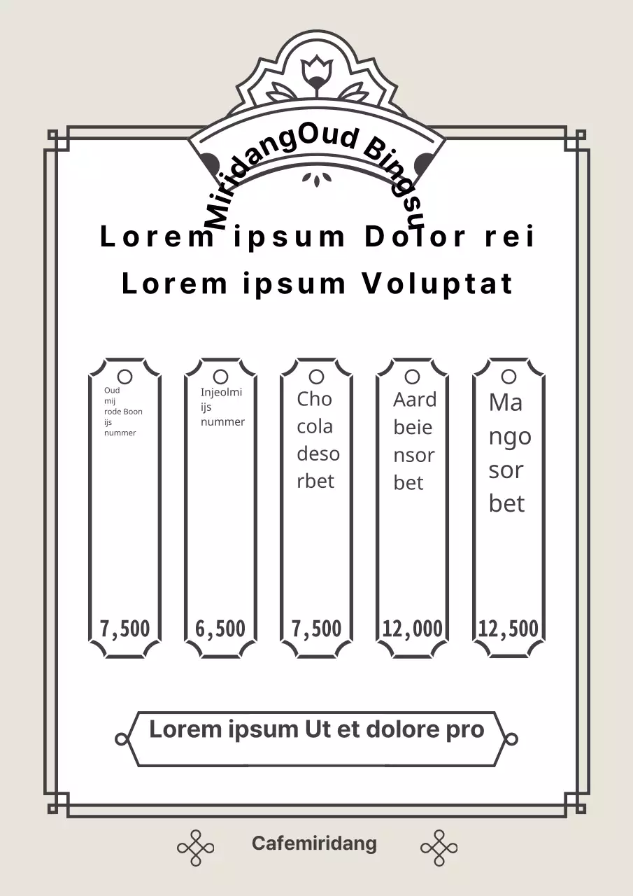 Het menu van het schaafijscafé