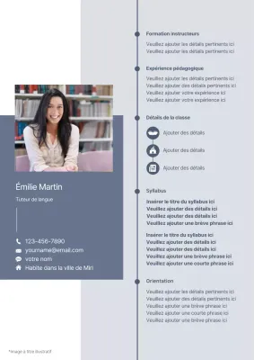 CV de tutorat propre en bleu