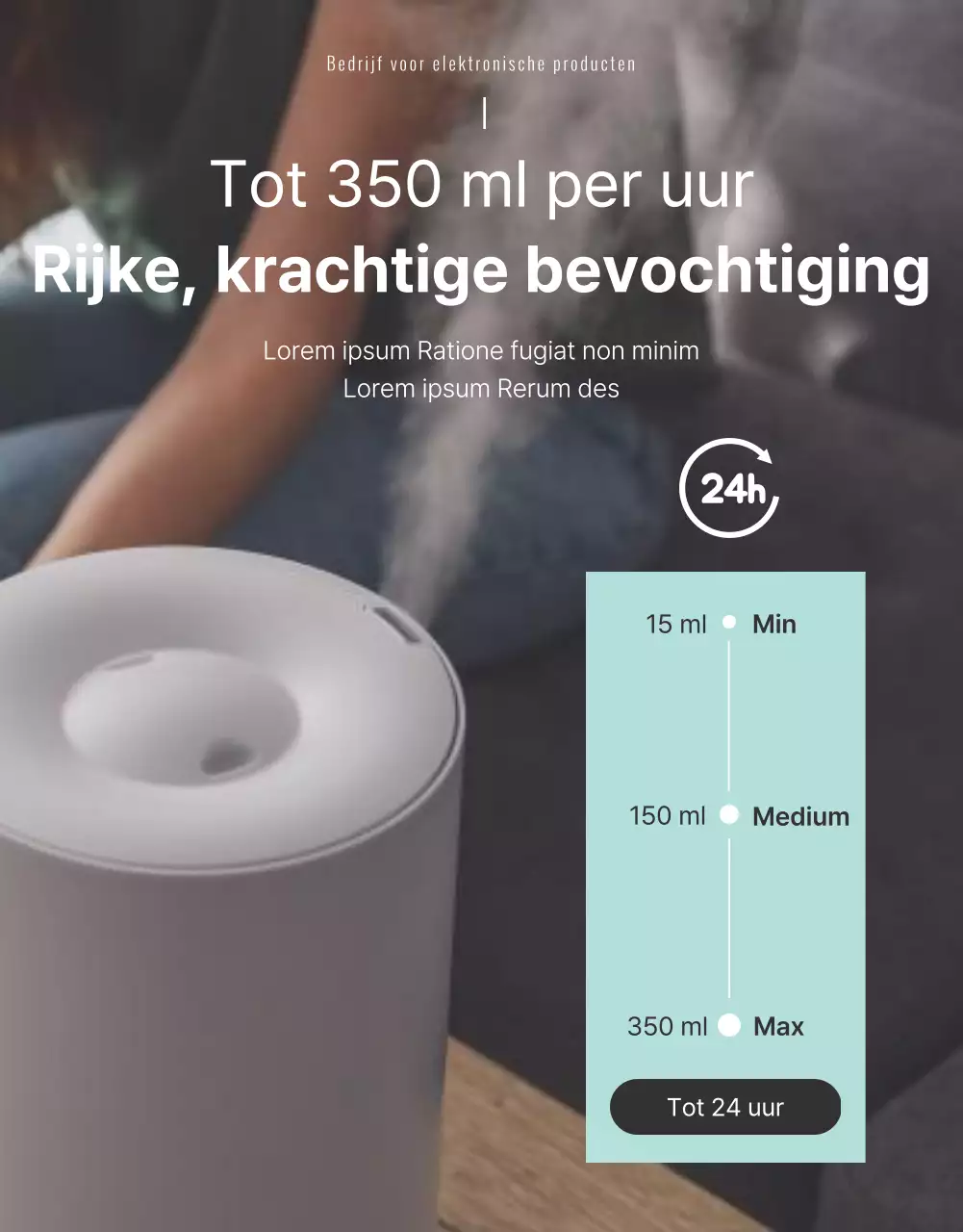 Productgids voor een eenvoudige ultrasone luchtbevochtiger in mintkleur