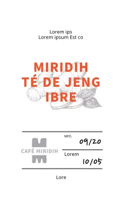 Etiqueta de té de jengibre con ilustración naranja