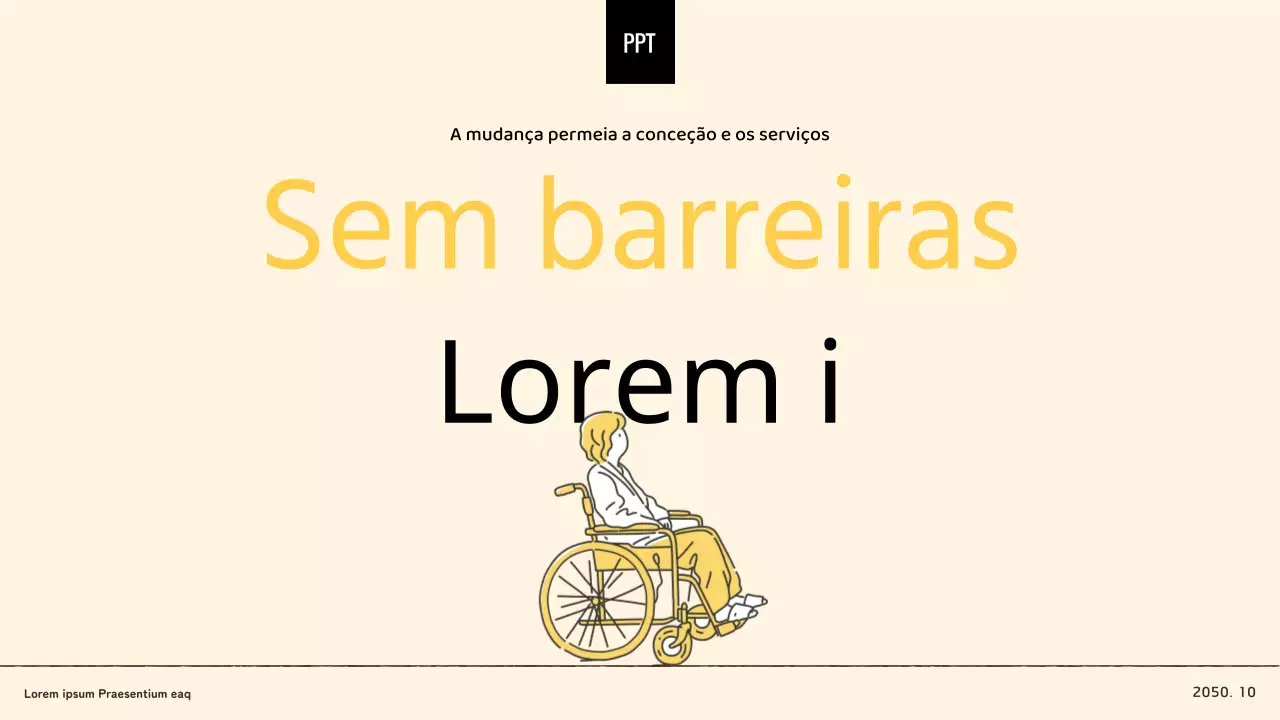 Apresentação de design minimalista amarelo sem barreiras