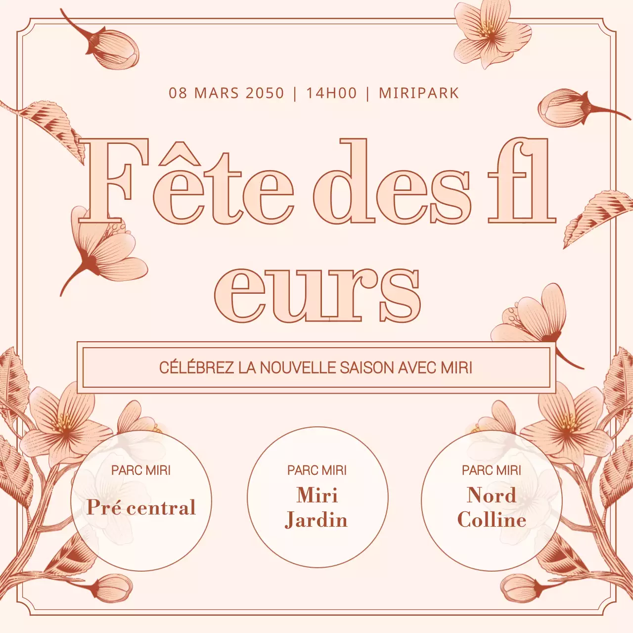 Promouvoir un festival printanier de roses et de bruns