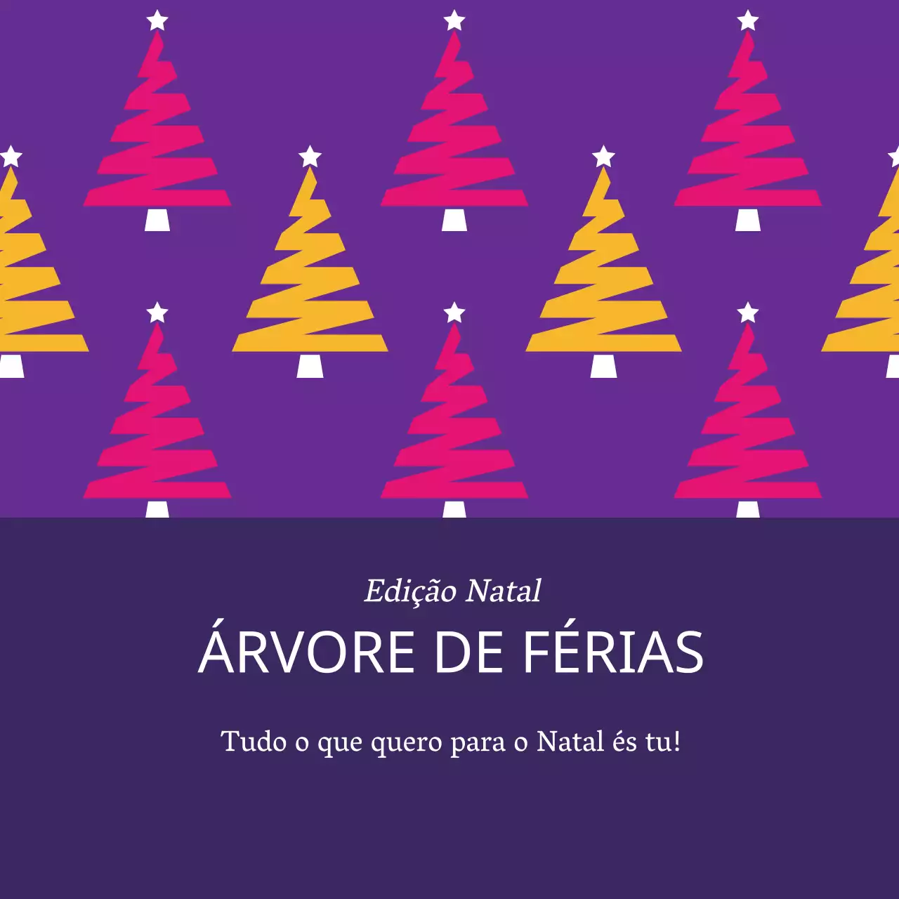 Etiquetas para prendas de Natal com padrão de árvore roxa e amarela