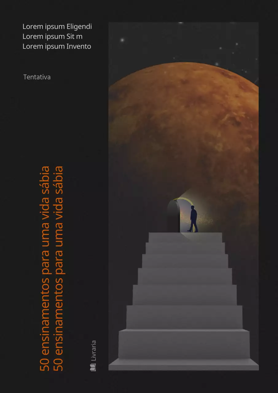 Capa de livro de autoajuda de humanidades a preto e laranja