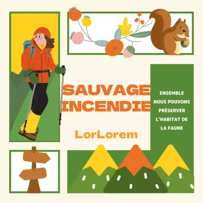Une jolie campagne de prévention des incendies de forêt illustrée en vert et jaune