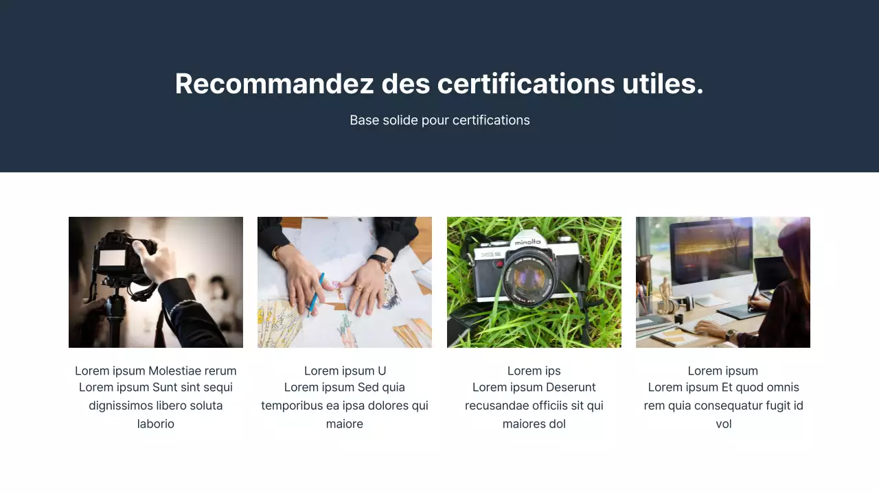 Une présentation simple de l'introduction du département des relations publiques de l'université, en bleu marine et jaune