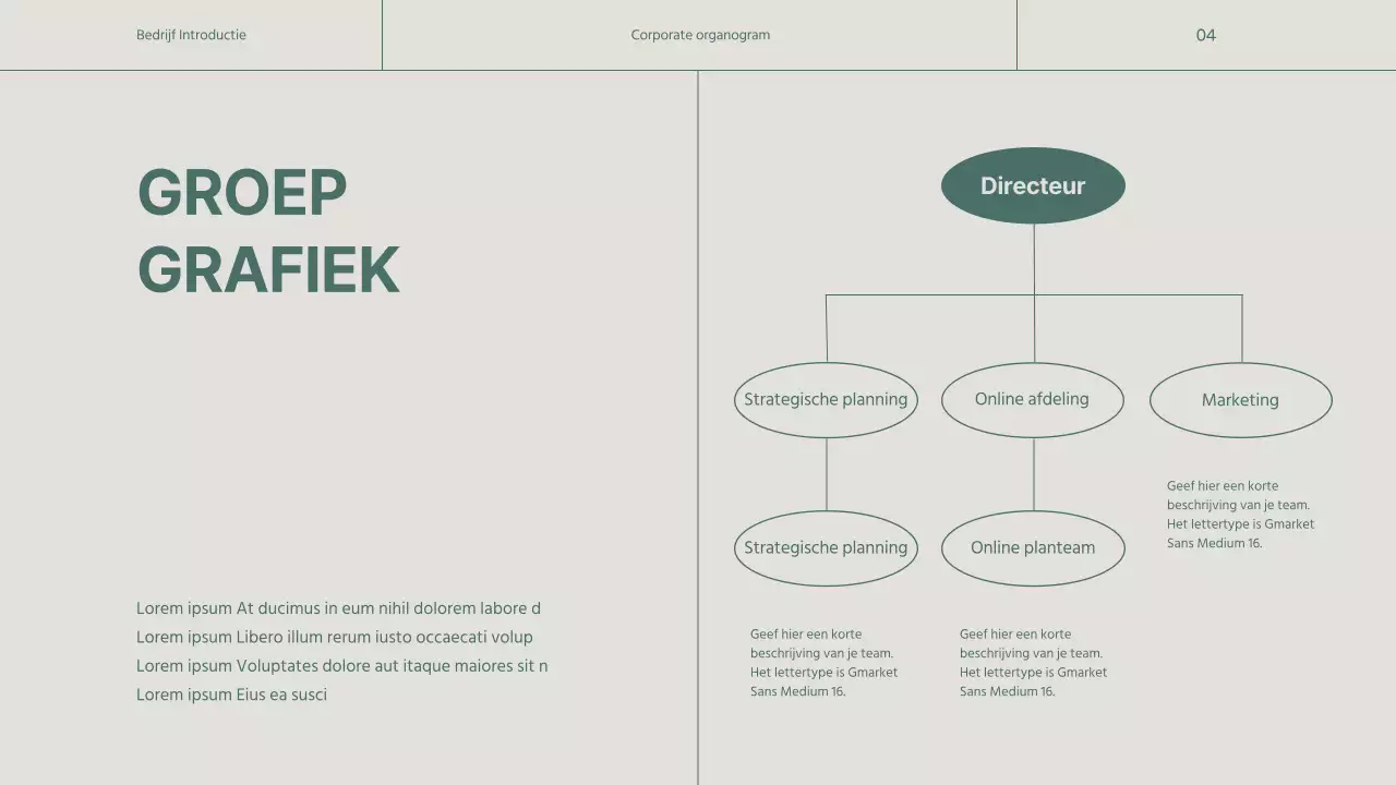 Een eenvoudig groen en beige bedrijfsprofiel