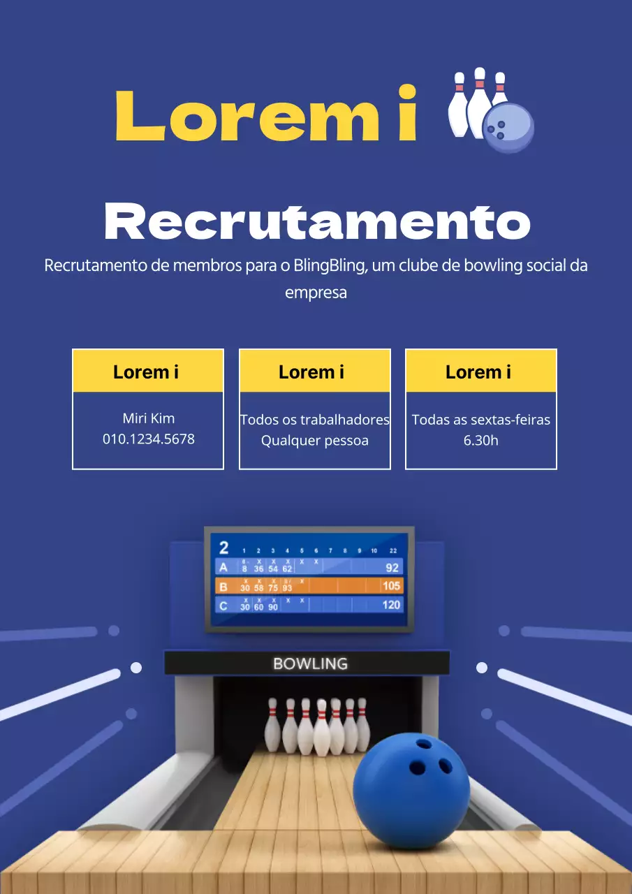 Ilustração azul e amarela de um anúncio de recrutamento num clube de empresa
