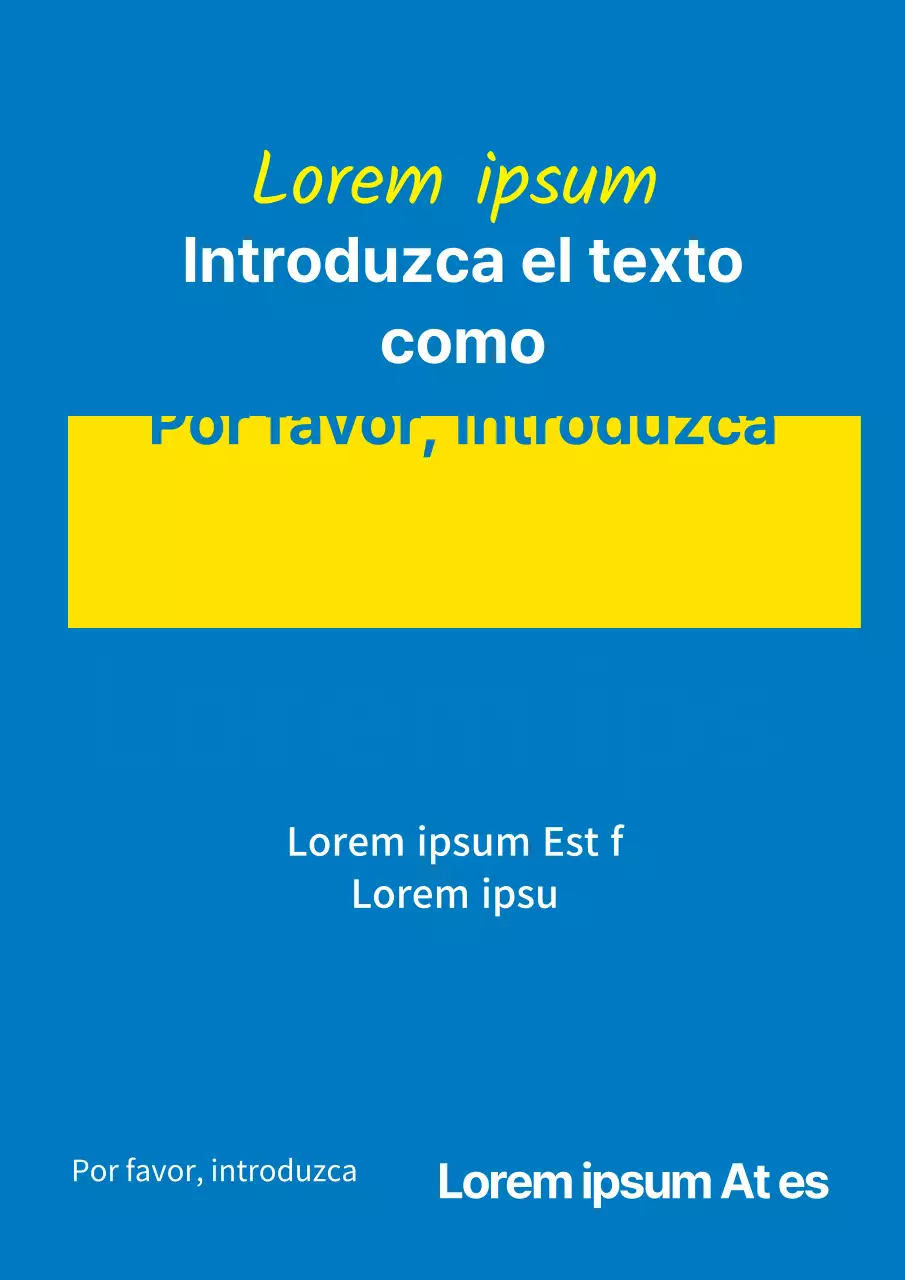 Una sencilla pieza promocional con texto en azul y amarillo