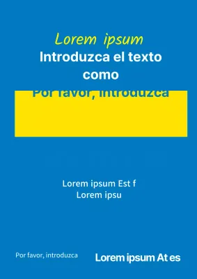 Una sencilla pieza promocional con texto en azul y amarillo