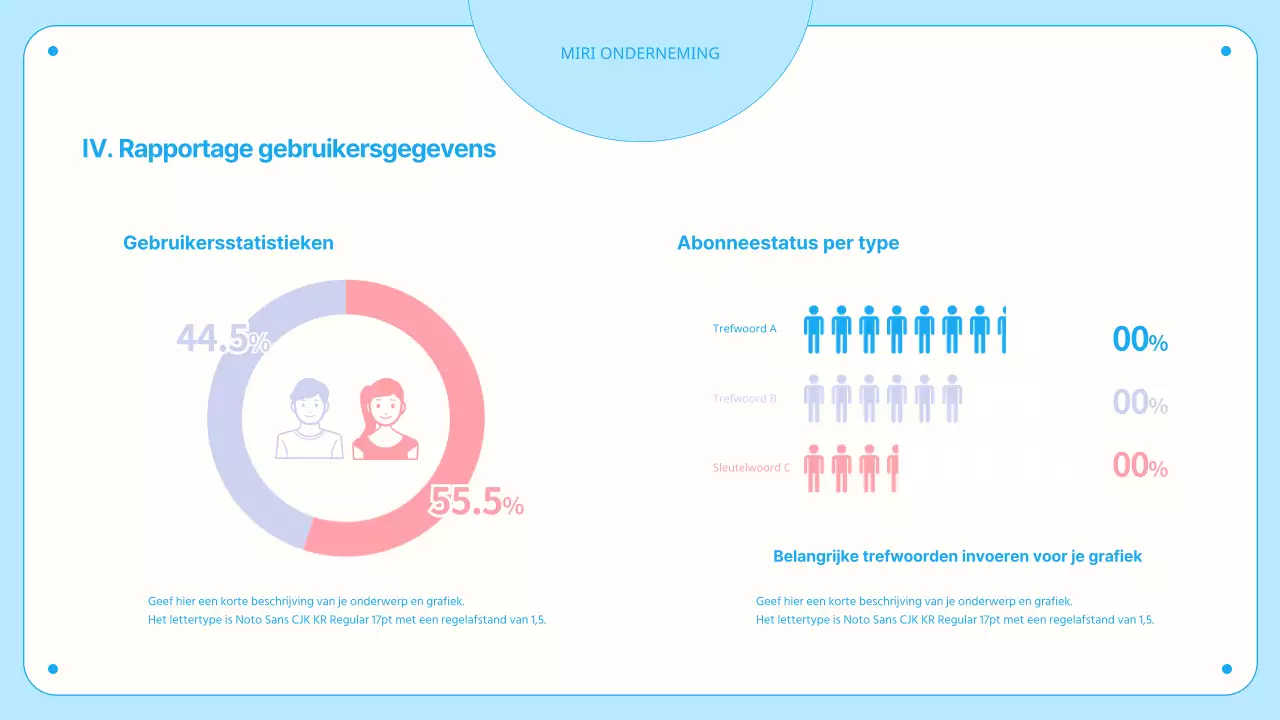 Grafieken en infographics met cirkels in blauwe pasteltinten
