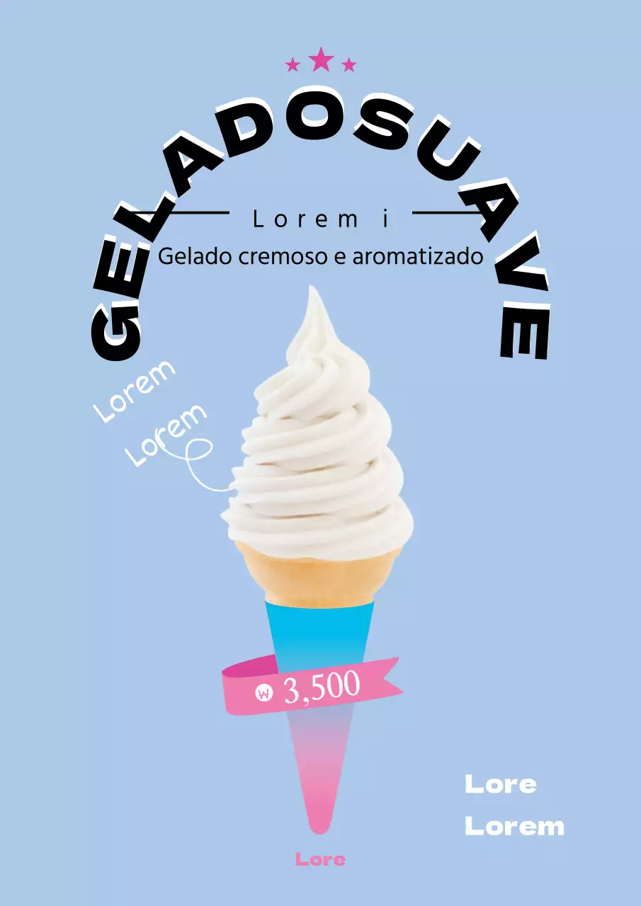 Promover um simples gelado em azul e cor-de-rosa