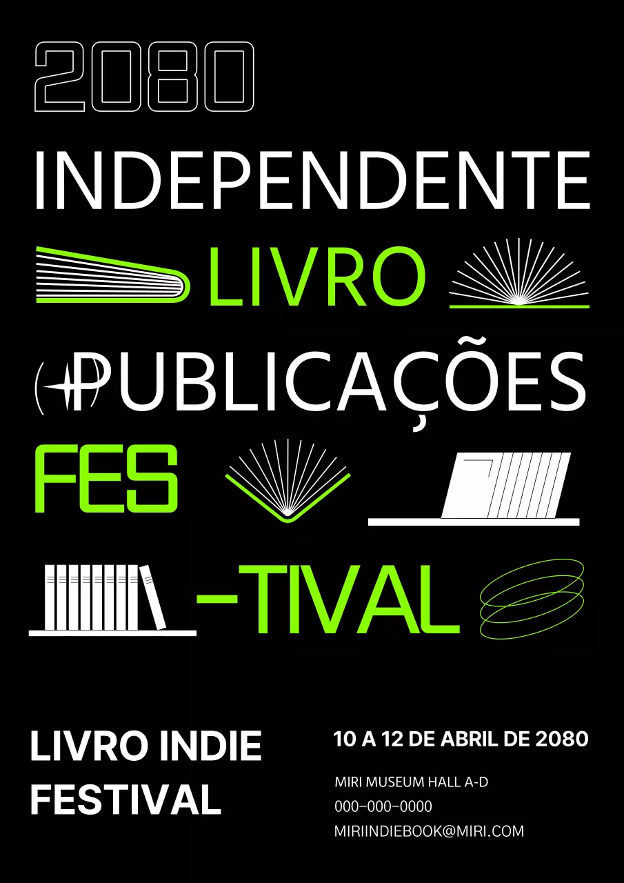 preto verde lima livro ilustração simples livraria independente festival de edição