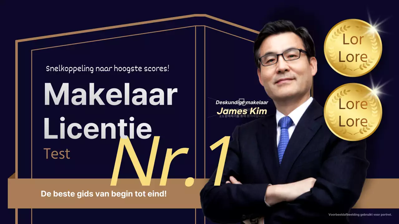 Navy en goud professioneel ogende makelaardij praktijktest vragen en antwoorden