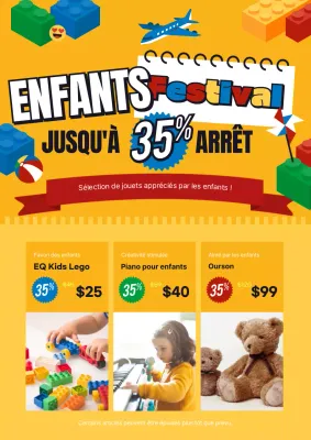 Promouvoir une vente de jouets jaune et minimaliste