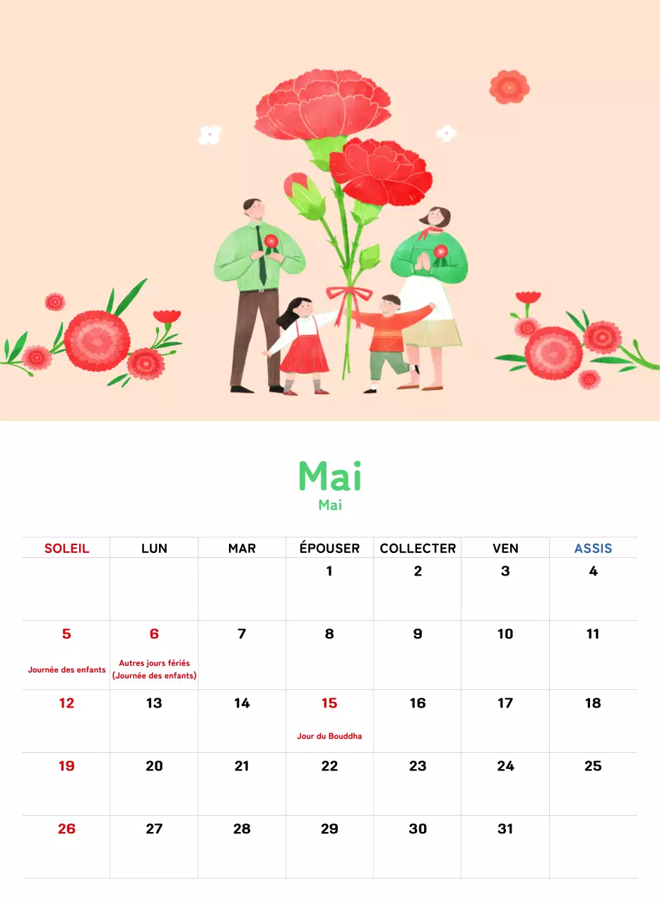 Un calendrier du Nouvel An chaleureux et illustré