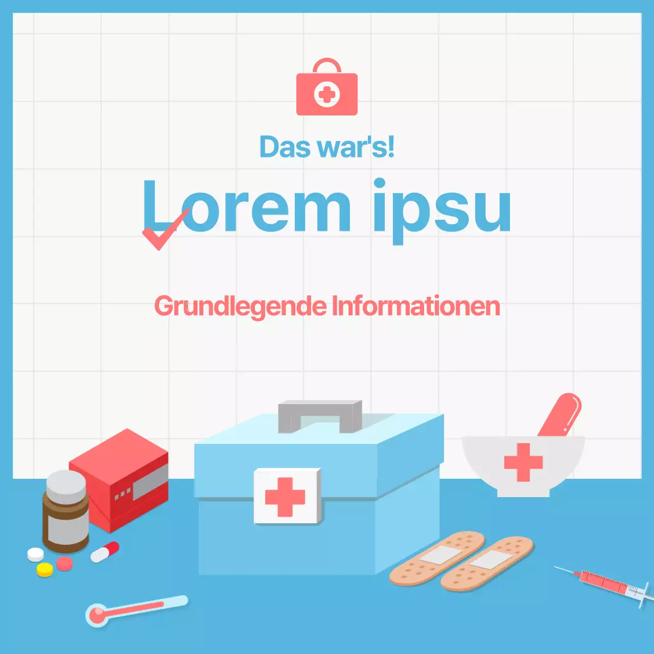 Erste-Hilfe-Kasten Karte in hellblauNews Design