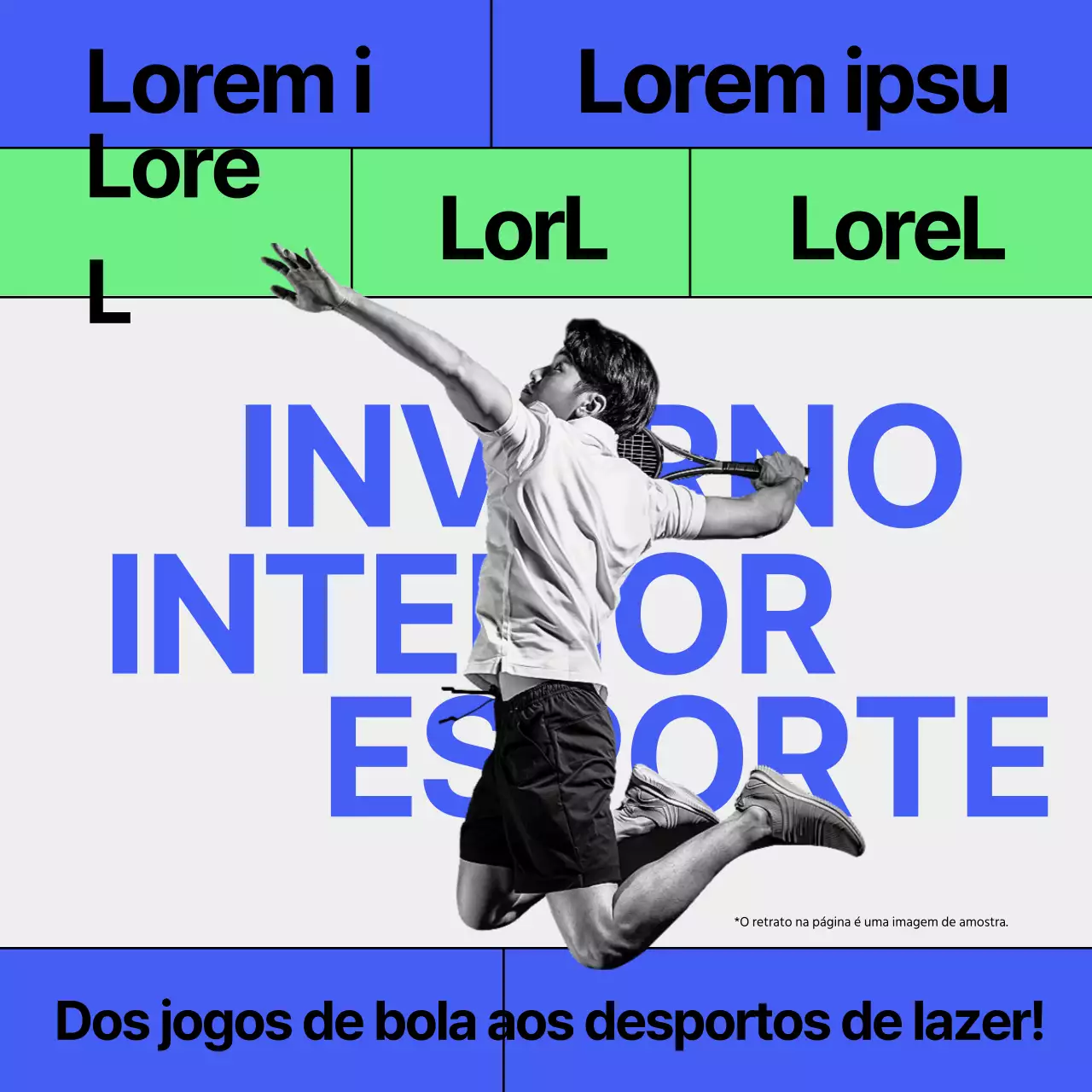 Informações sobre desportos de inverno em azul e chartreuse