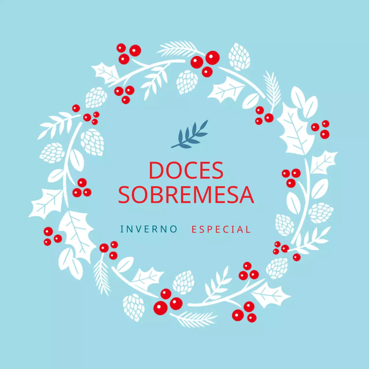 Rótulo de embalagem de sobremesa de Natal ilustrado em azul claro