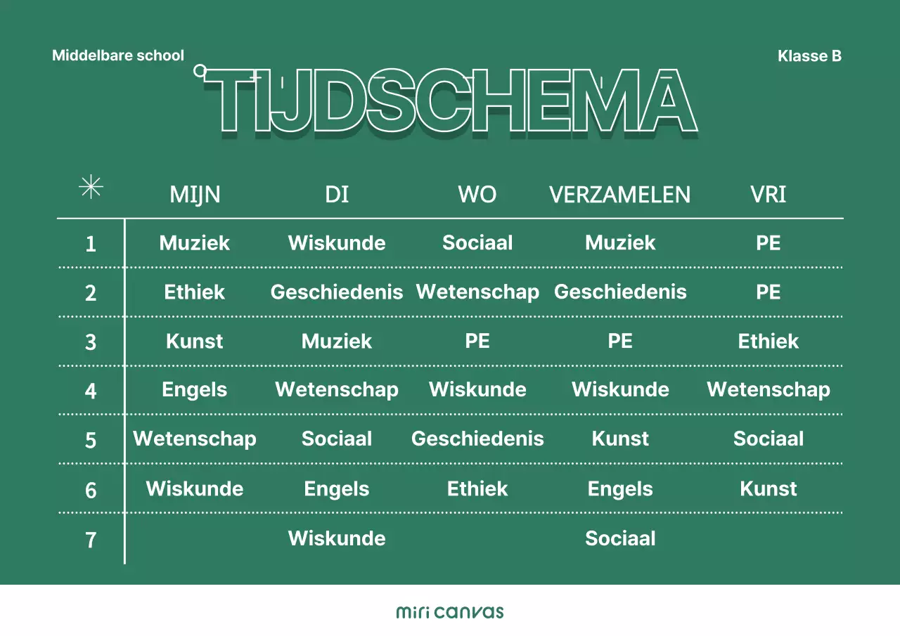 Schoolroosters met een eenvoudig concept