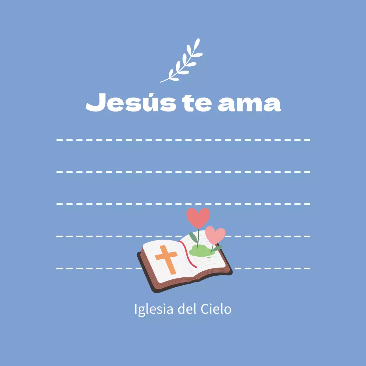 Ilustración sencilla azul papelería de iglesia