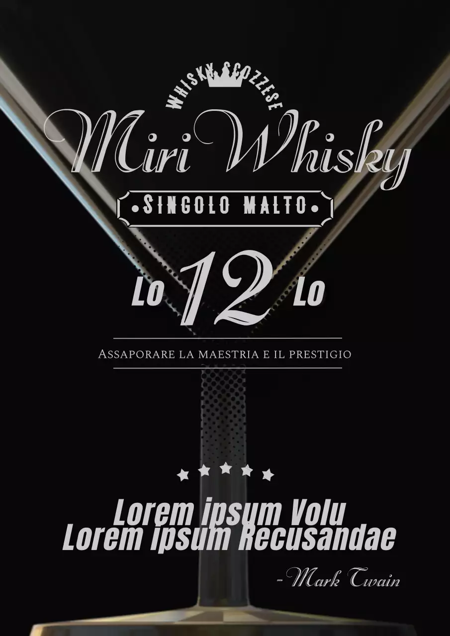 Classico artwork del whisky con enfasi del testo in bianco e nero