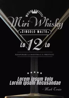 Classico artwork del whisky con enfasi del testo in bianco e nero