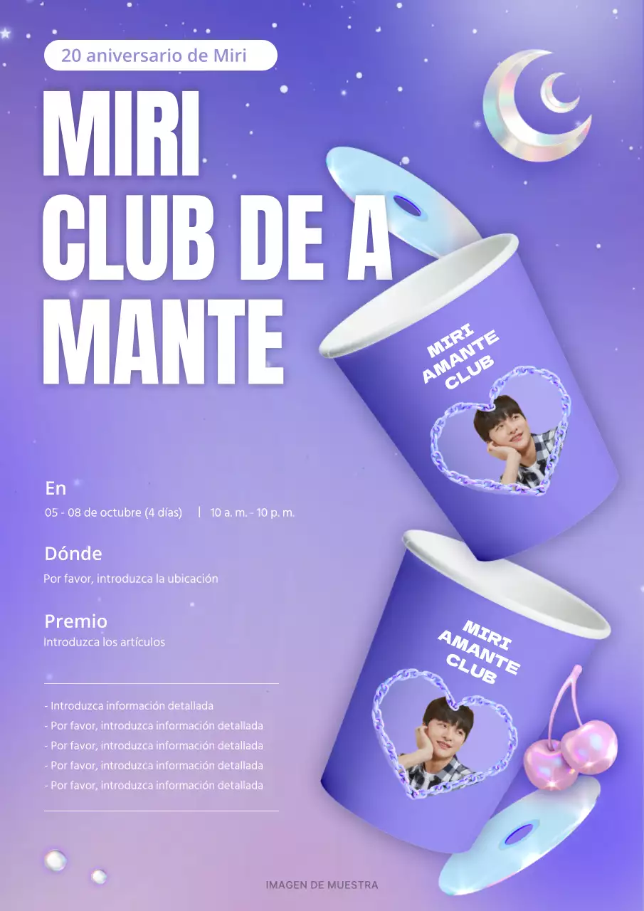 Café de cumpleaños con cielo nocturno y purpurina