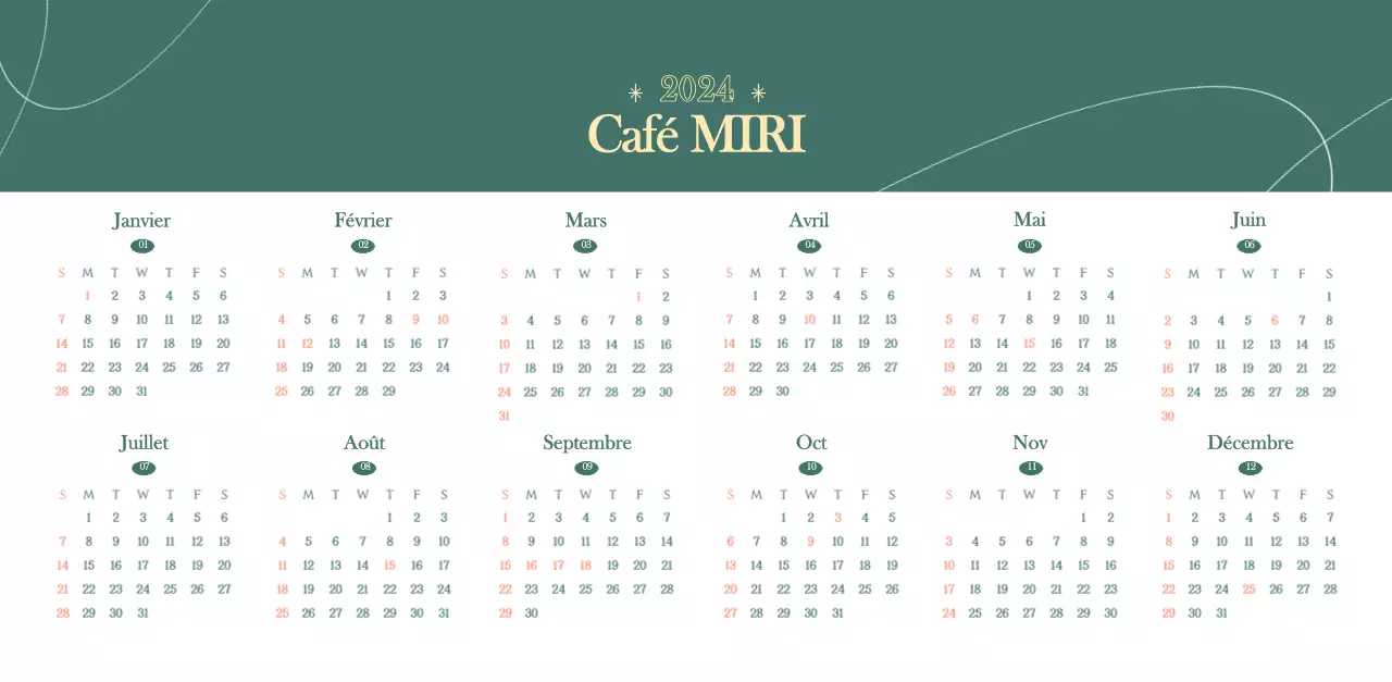Calendrier des cafés avec recommandation de la boisson du mois