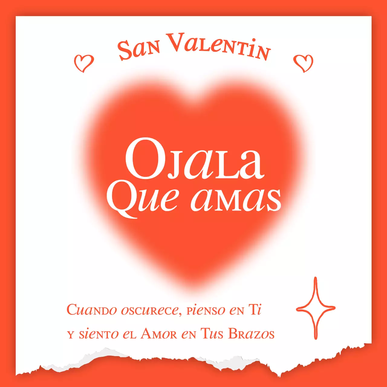 Corazón degradado de San Valentín sobre fondo naranja