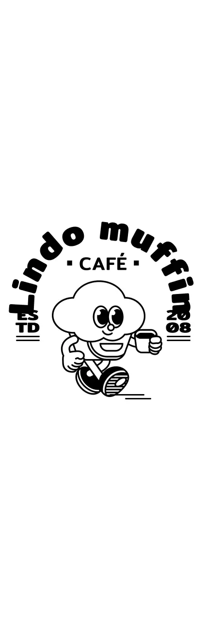 Simpático personaje de cupcake para productos de cafetería