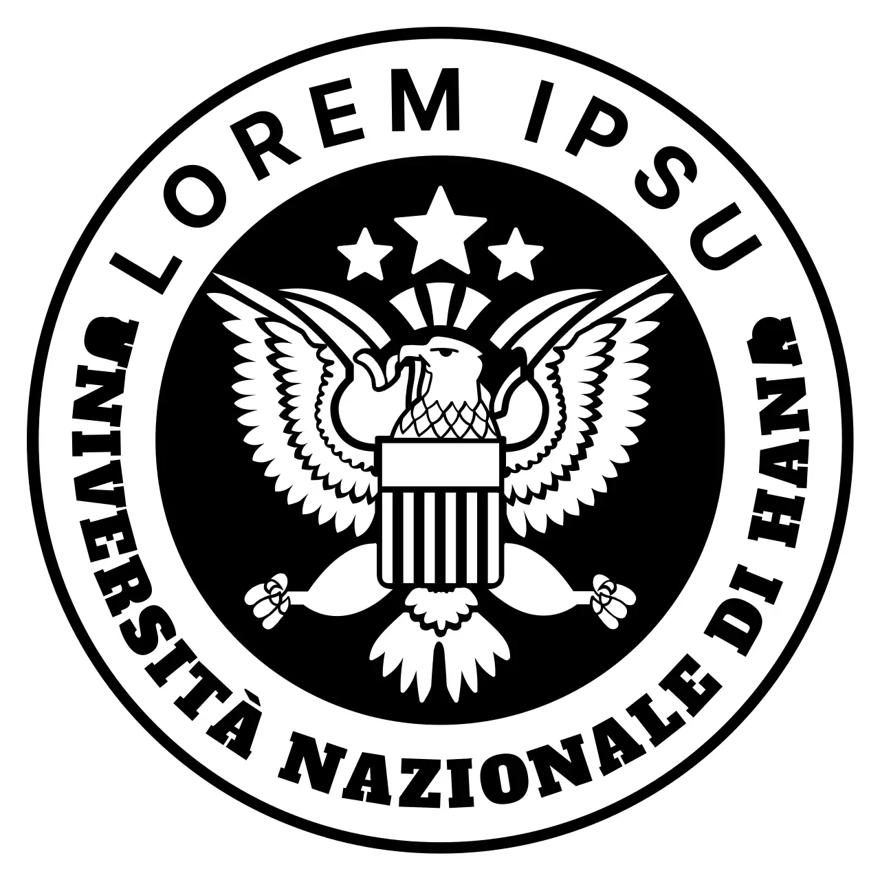 Un simbolo dell'aquila semplice e pulito con uno stile di logo ambizioso per la pubblicità e le promozioni universitarie.