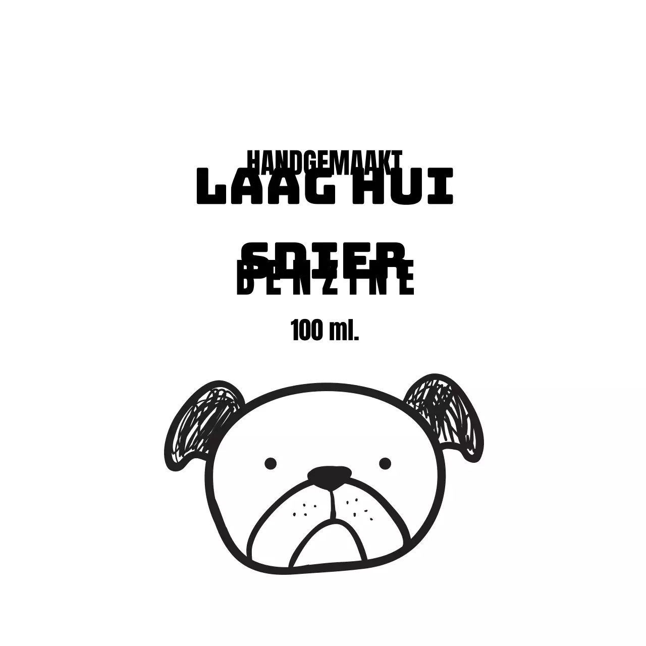 Zwart-wit geïllustreerd essentie-label