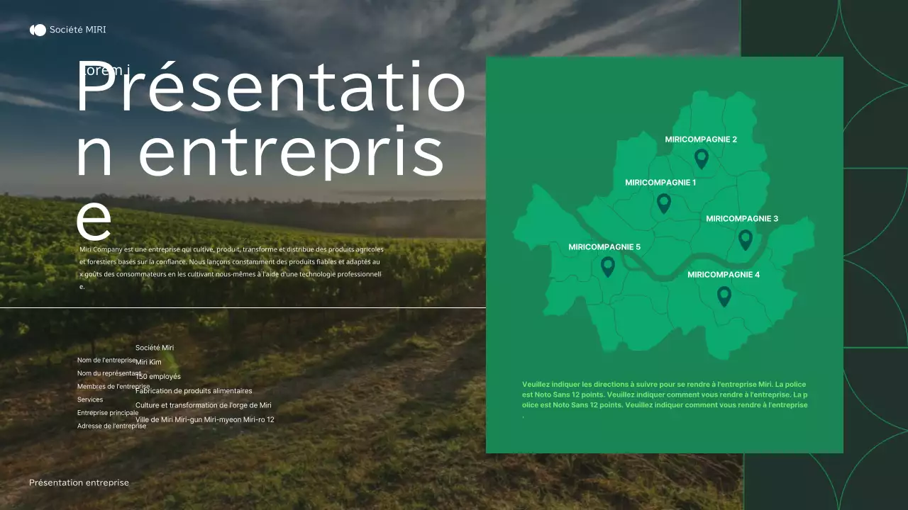 Profil d'une entreprise d'agriculture verte et naturelle