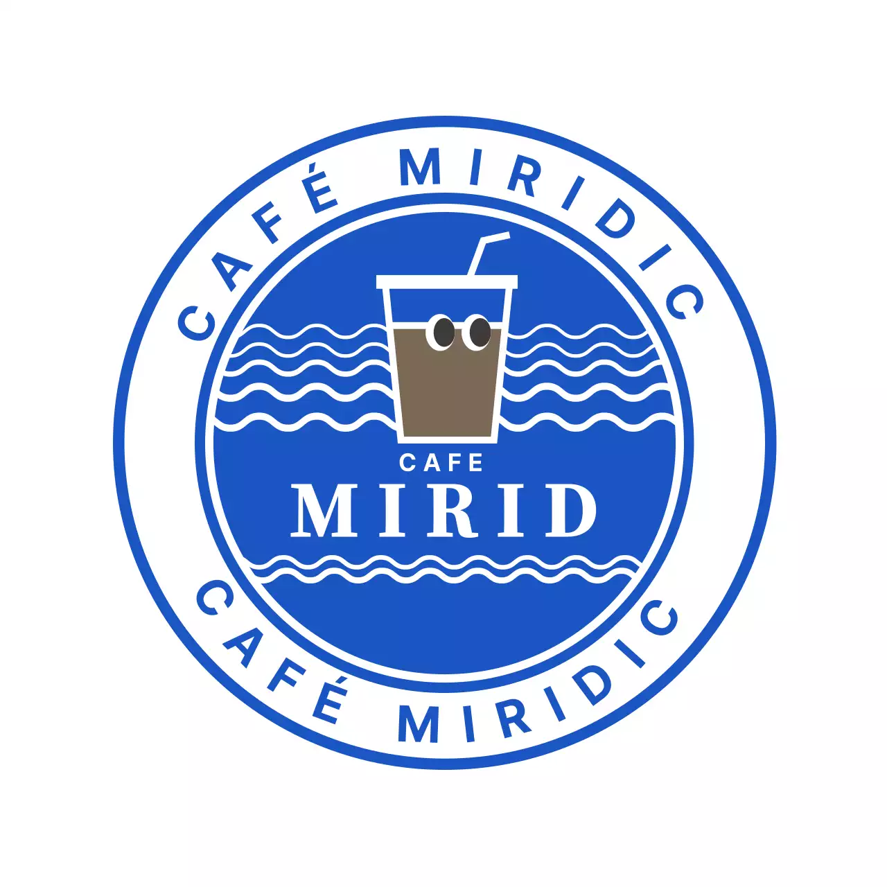 Illustration de café bleu mignon logo de café sous-verre pour café