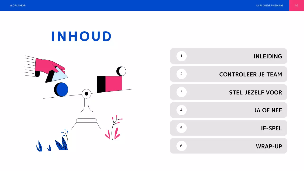 Blauw en roze geïllustreerde teambuilding workshop