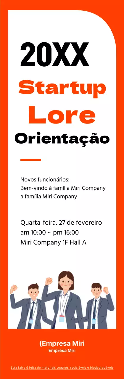 Estilo de moldura simples em laranja e preto para informações de orientação de novos contratados