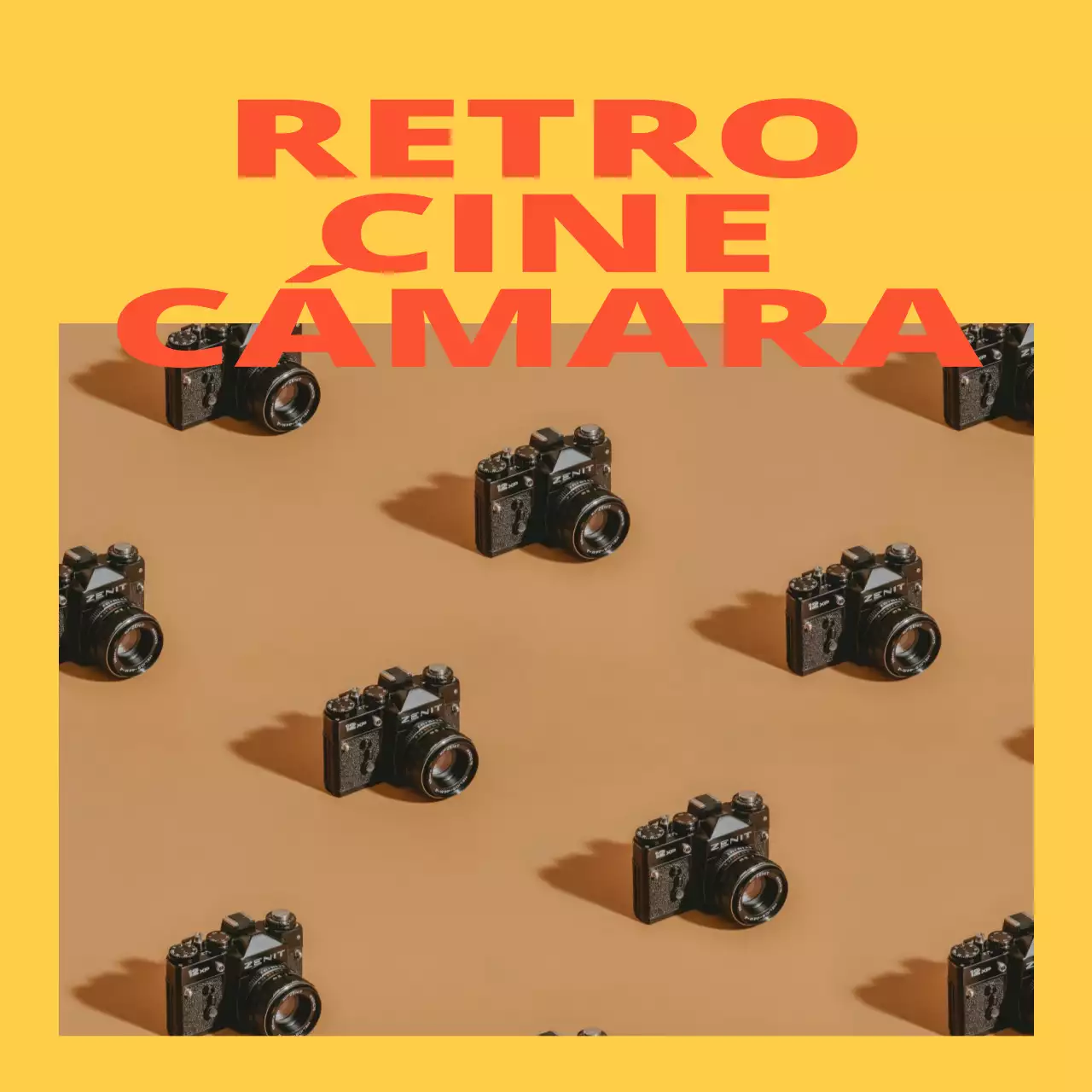 Mercancía de concepto moderno con marcos y fotos que utilizan colores llamativos y de alta saturación.