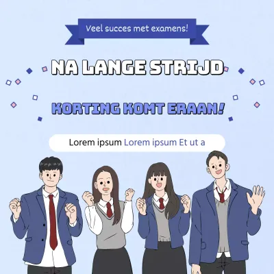 Kitscherig blauw en lichtblauw examenkaartje korting evenement aankondiging
